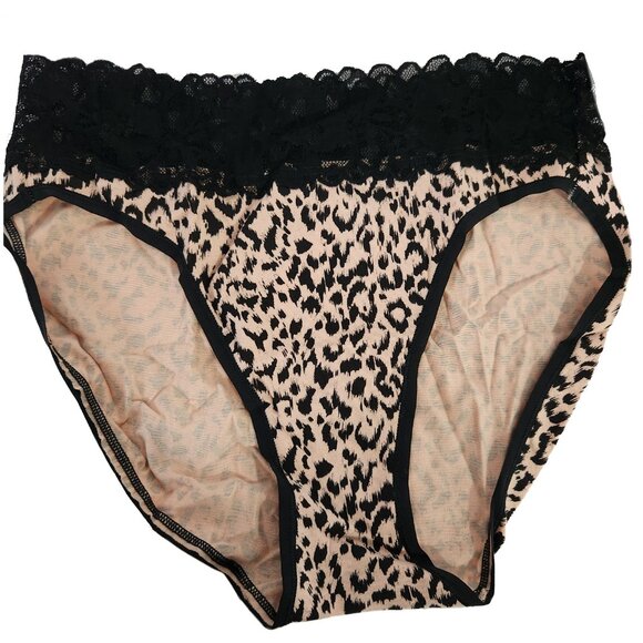 New Victoria's Secret Cotton High Leg Cheetah Brief Panty with Lace Trim - Picture 1 of 3